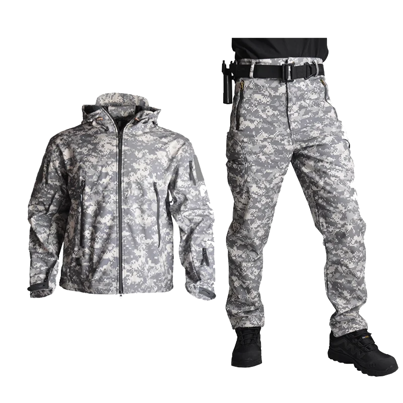 Combat Jacket +Pants Soft Shell Clothes Tactical Suits Fleece Windproof Hunting Clothes Flight Pilot Set Field Men Clothing