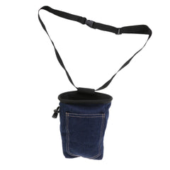 Denim Rock Climbing Chalk Bag With Waist Belt & Drawstring Closure