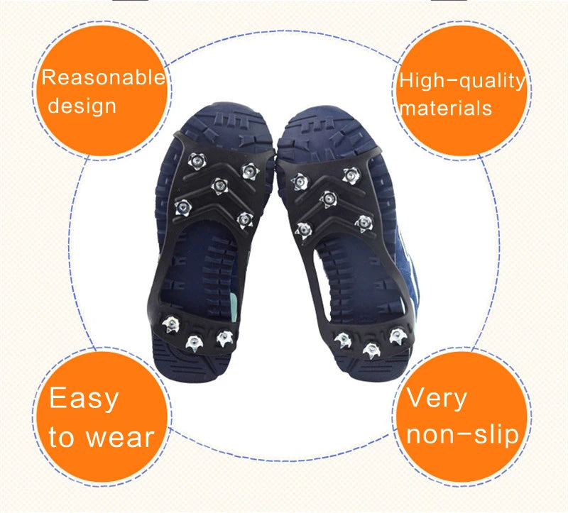 8 Teeth Ice Gripper For Shoes Snow Crampons Anti-slip Ice Gripper Hiking Cleats Spikes Traction Ice Floes 8 Stud Shoes Grip