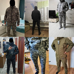 Soft Shell Jacket Pants Uniform Camo Hunting Outfit Tactical Suit Men Clothes Hiking Jackets Waterproof