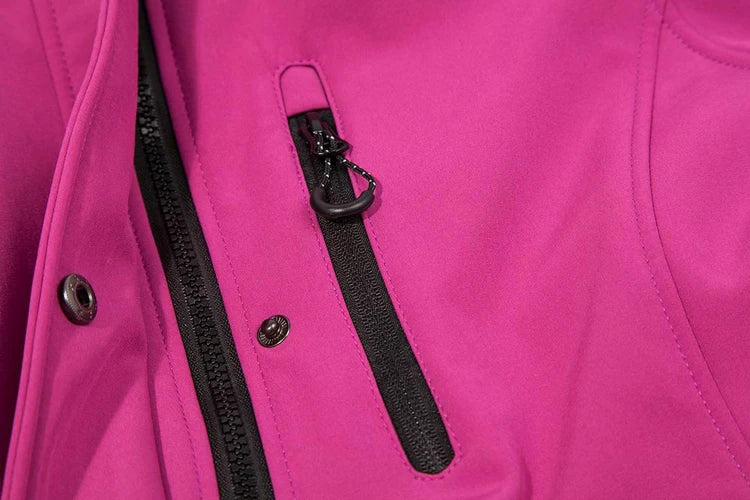 TRVLWEGO Woman's Outdoor Long Style Fleece Hiking Camping Trekking Casual Sports Hooded Jacket Windbreaker Soft Shell Clothing