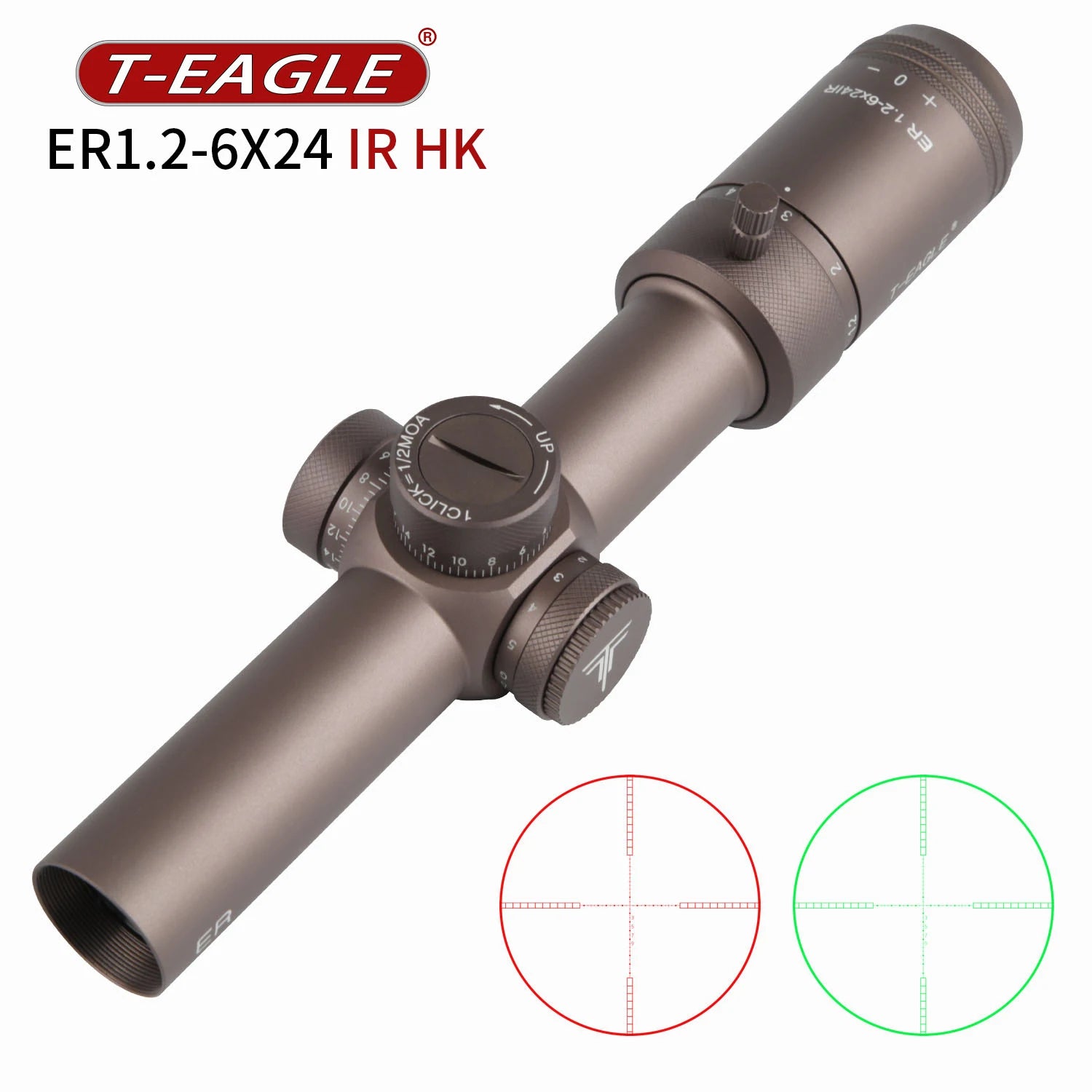 T-EAGLE ER 1.2-6 X24 IRHK Tactical Riflescope Spotting Scope for Rifle Hunting Optical Collimator Air Gun Sight Red Green Light