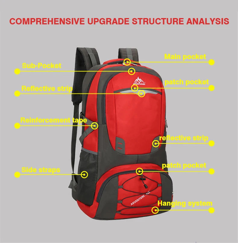 Multi Pockets 50L Capacity Outdoor Sports Bag Waterproof Climbing Backpack Camping Hiking Backpack Women Trekking Bag For Men