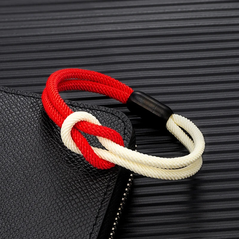 Stylish Two -Toned bondage Rope Square Knot Bracelet Men Women outdoor adventure climbing surf Bracelet With Black 316L Magnet