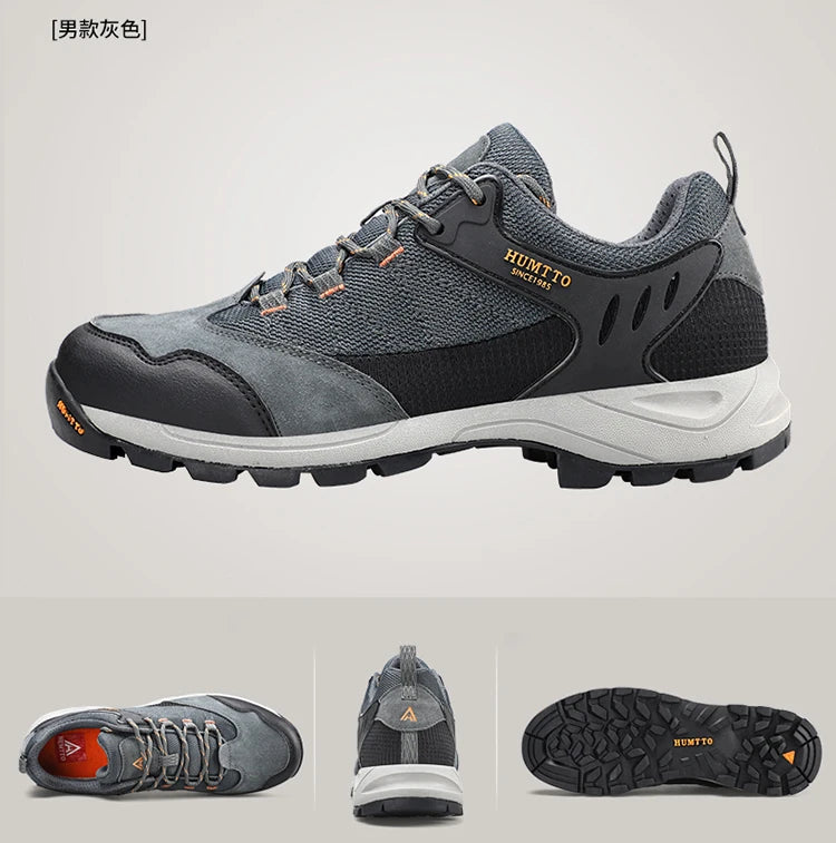 HUMTTO Brand Clearance Summer Hiking Shoes for Men 2021 Breathable Leather Hunting Trekking Climbing Shoes Mens Outdoor Sneakers