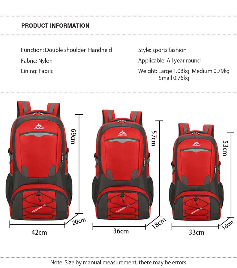 Multi Pockets 50L Capacity Outdoor Sports Bag Waterproof Climbing Backpack Camping Hiking Backpack Women Trekking Bag For Men