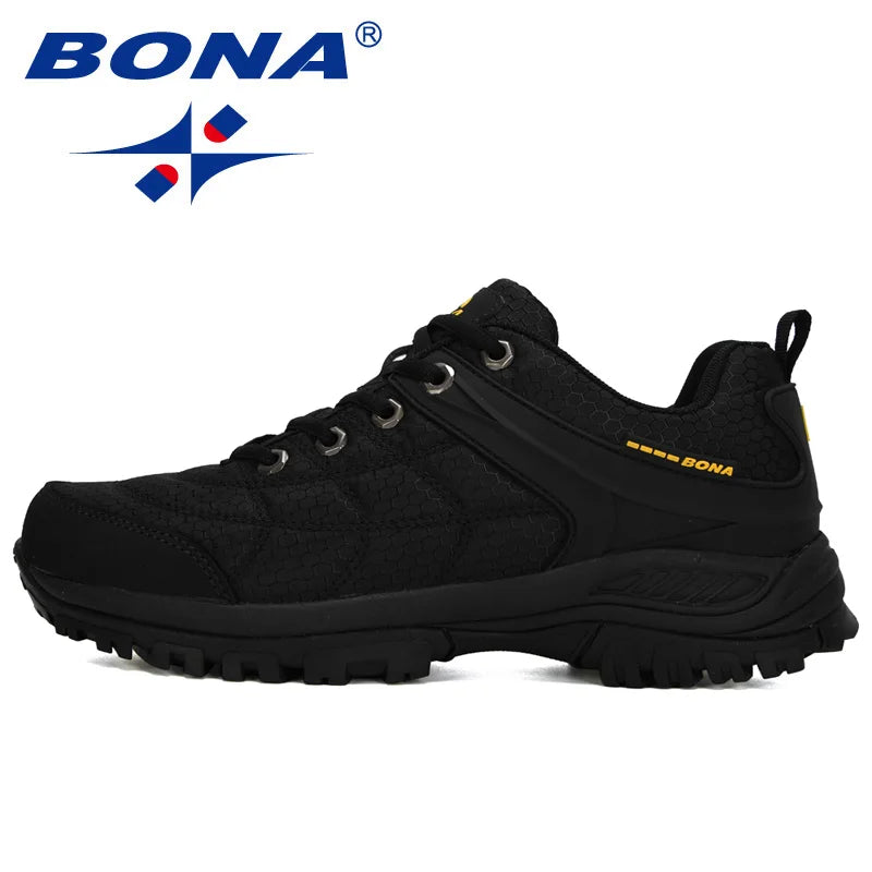 BONA New Designers Popular Hiking Shoes Man Nubuck Leather Mesh Outdoor Men Sneakers Climbing Shoes Men Sport Shoes Trendy