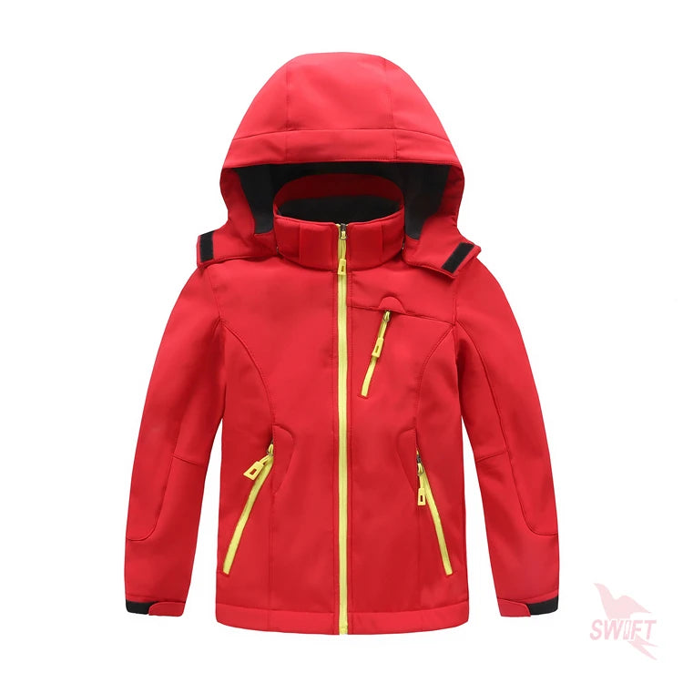 2 Pcs Outdoor Waterproof Kids Softshell Hiking Clothing Boys Girls Winter Fleece Jacket+Pants Skiing Camping Trekking Sport Suit