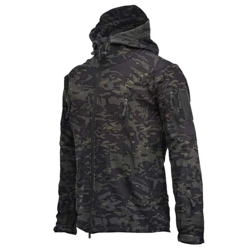 Autumn and Winter Men's Tactical Jacket Waterproof Fleece Soft Shell Men's Outdoor Sports Windproof Jacket