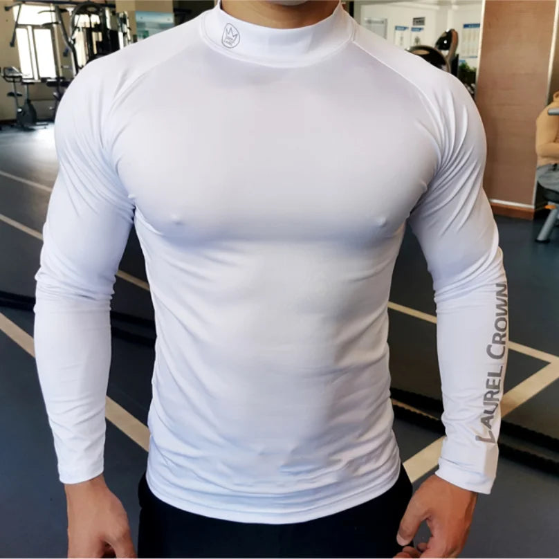 Fitness T-shirt Men Long Sleeve Training Shirts Running Compression Skinny Tops Muscle Workout Clothing