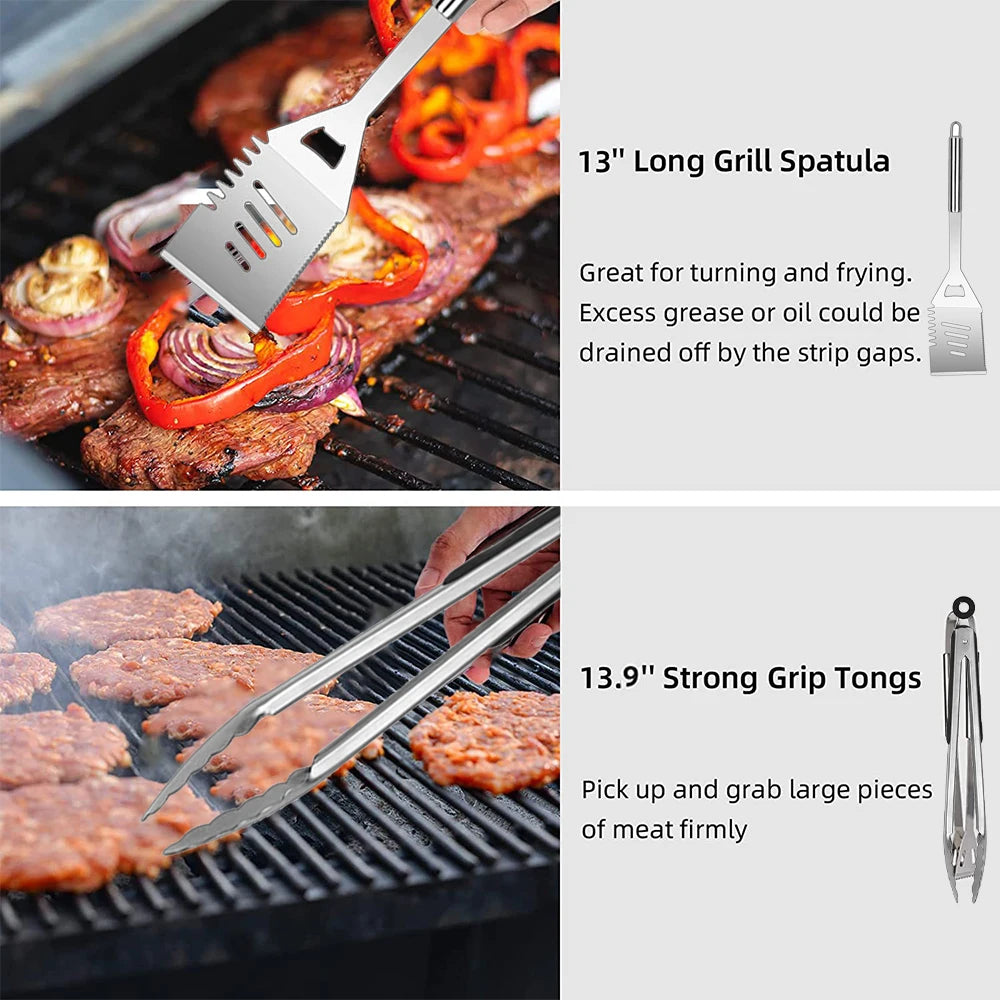 27Pcs Grilling Tool Set Stainless Steel Camping Grill Set Multifunction Outdoor BBQ Cookware Kit Barbecue Grill Accessories