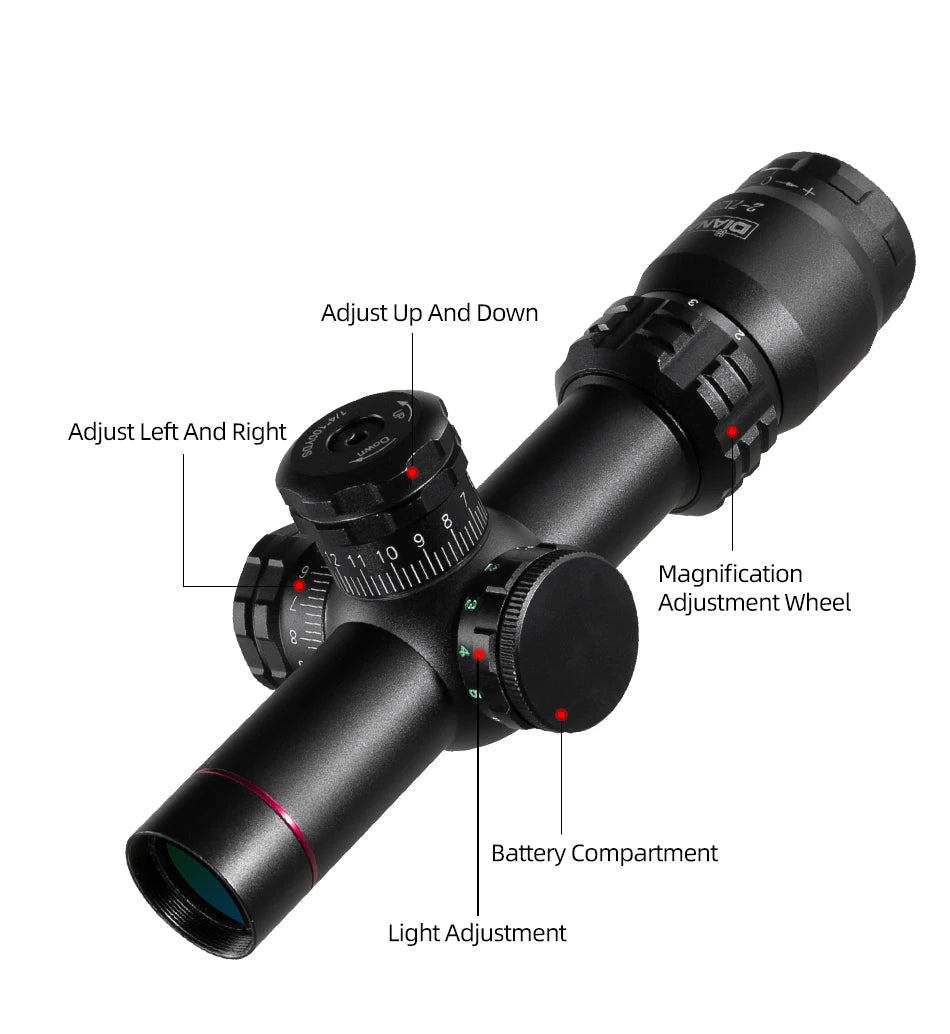 DIANA 2-7X20 EG Tactics Hunting Optical Sight Air Rifle Scope Green Red Dot Light Sniper Gear Spotting Scope For Rifle Hunting