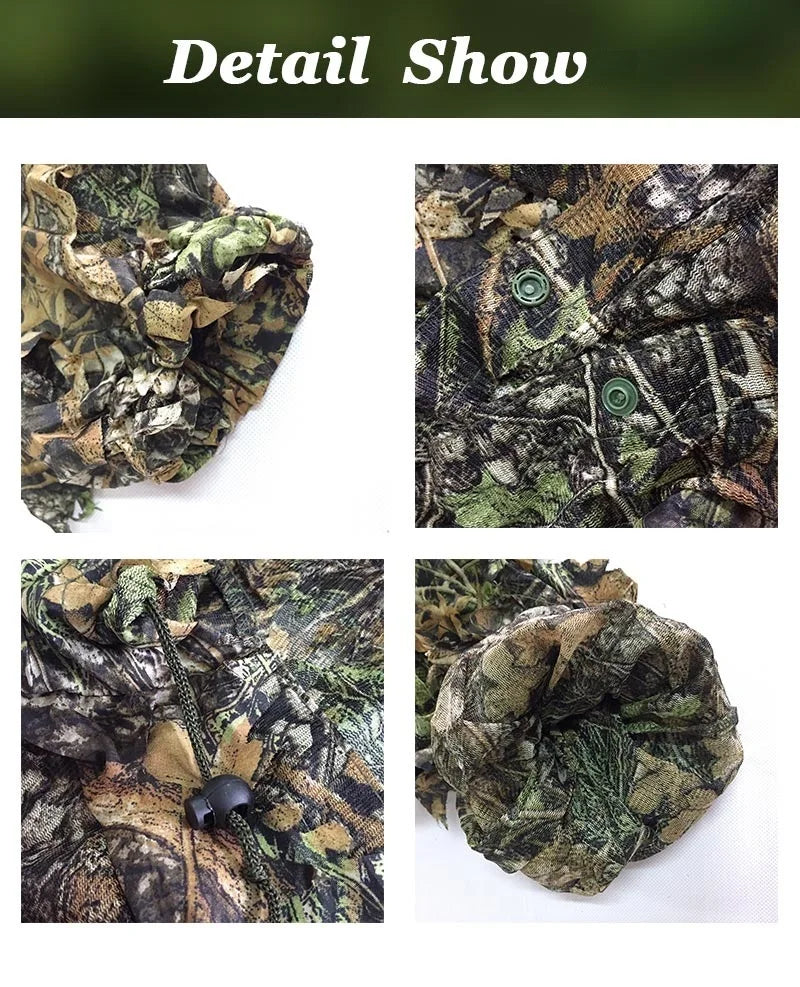 Men Women Kids Outdoor Ghillie Suit Camouflage Clothes Jungle Suit CS Training Leaves Clothing Hunting Suit Pants Hooded Jacket