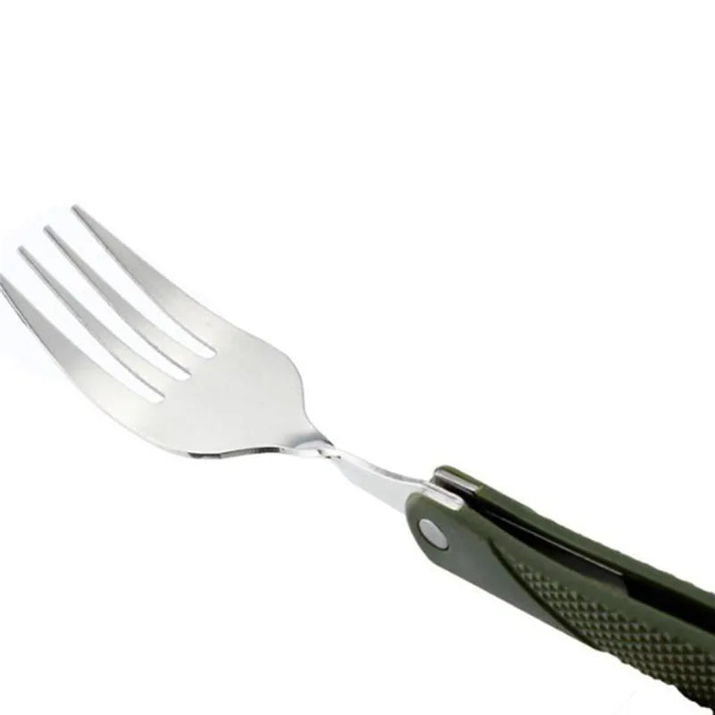 Long cookware backpack Spork fork stainless steel fold knife utensil spoon set combo Picnic camp cutlery tableware flatware