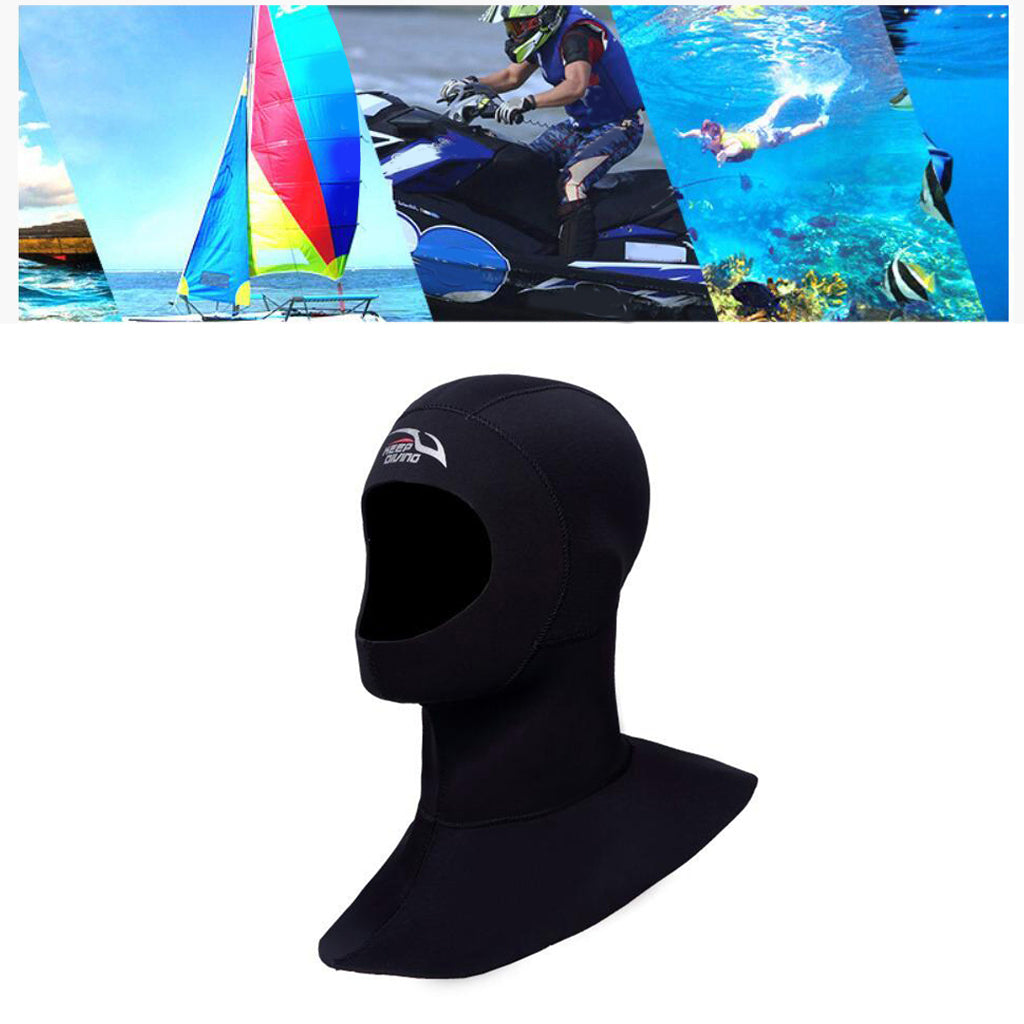 3mm Neoprene Thermal Diving Wetsuit Hood w/ Shoulder Snorkeling Equipment Hat Cap Adults Surfing Hat Canoeing Balaclavas Beanie