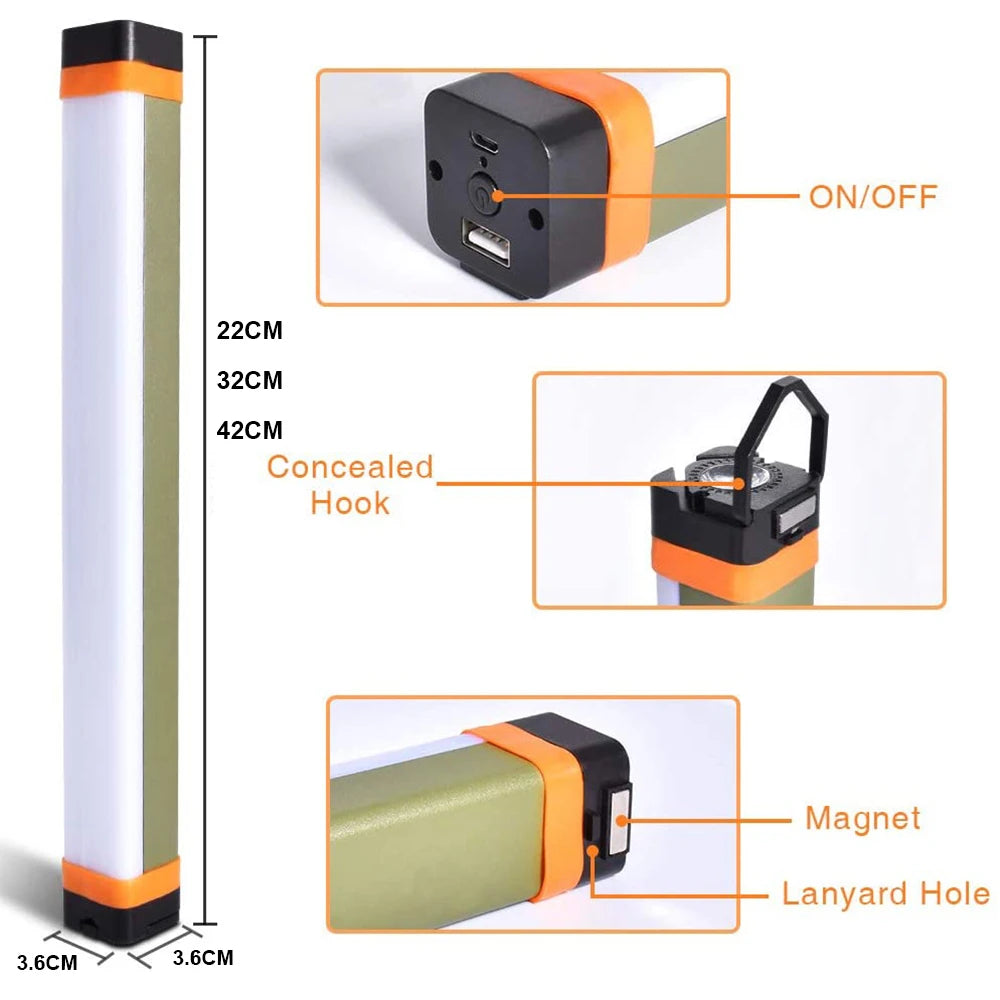 LED Tent Light USB Rechargeable Lantern Power Bank Portable Emergency Night Lamp Flashlight Market Light Outdoor Camping Home