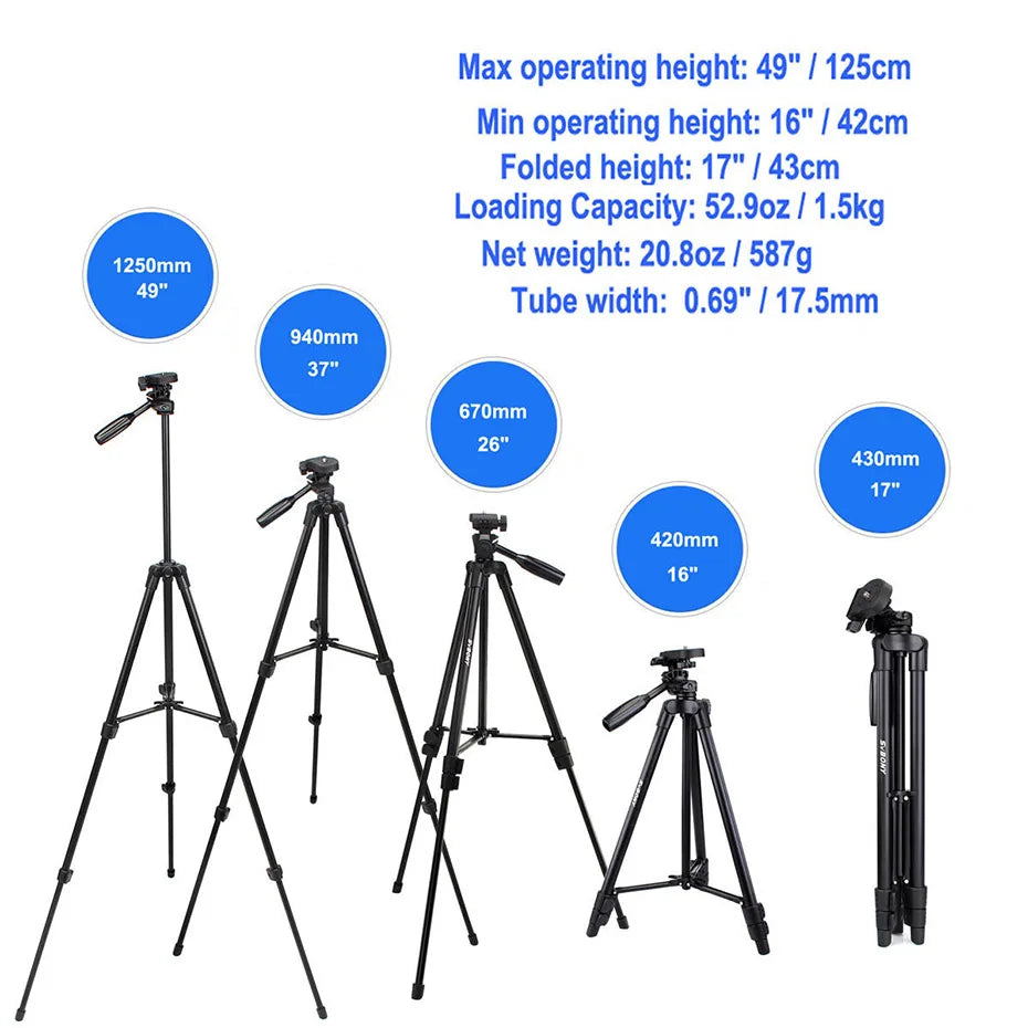 SVBONY Tripod Portable 49" Travel Aluminum Lightweight for DSLR Cameras Video Spotting Scope Watching w/Carrying Bag SV102 SV101