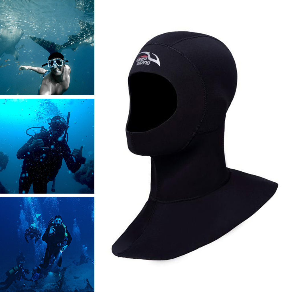 3mm Neoprene Thermal Diving Wetsuit Hood w/ Shoulder Snorkeling Equipment Hat Cap Adults Surfing Hat Canoeing Balaclavas Beanie