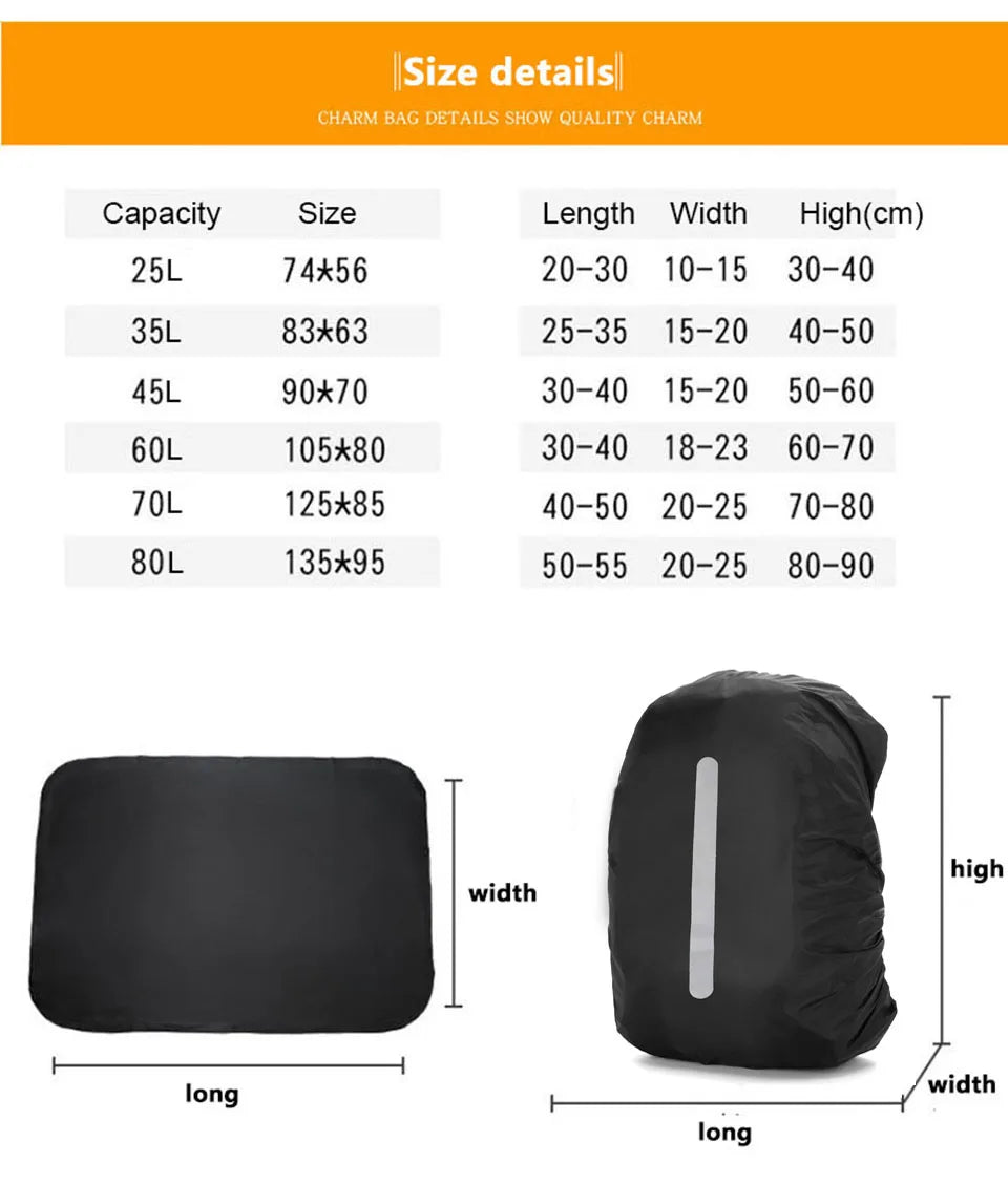 Rain Cover Backpack Reflective 25L 35L 45L 60L Waterproof Bag Fashion Tactical Outdoor Camping Hiking Climbing Dust Raincover