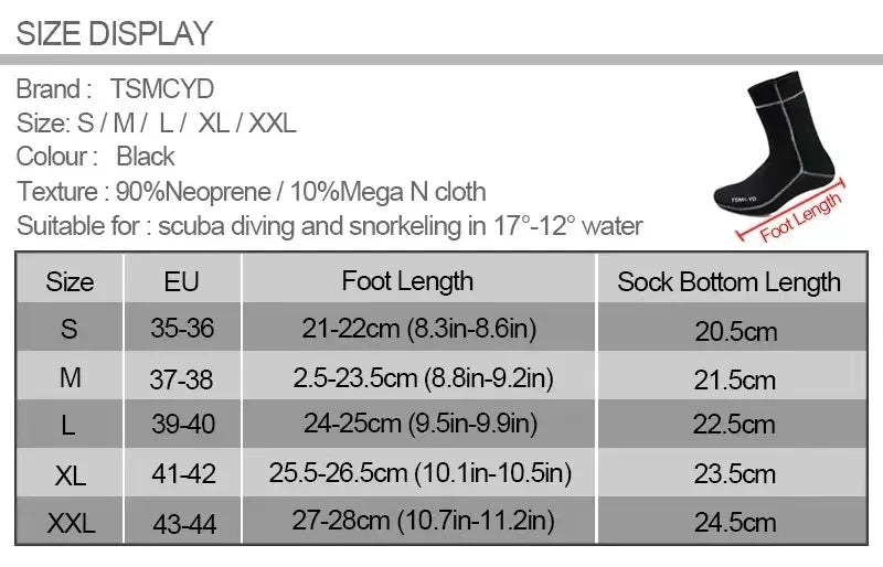 NEW Underwater Winter Scuba Diving Beach Socks 3mm Neoprene Men Women Printing Swimming Warm Non-slip Coral Snorkeling Equipment