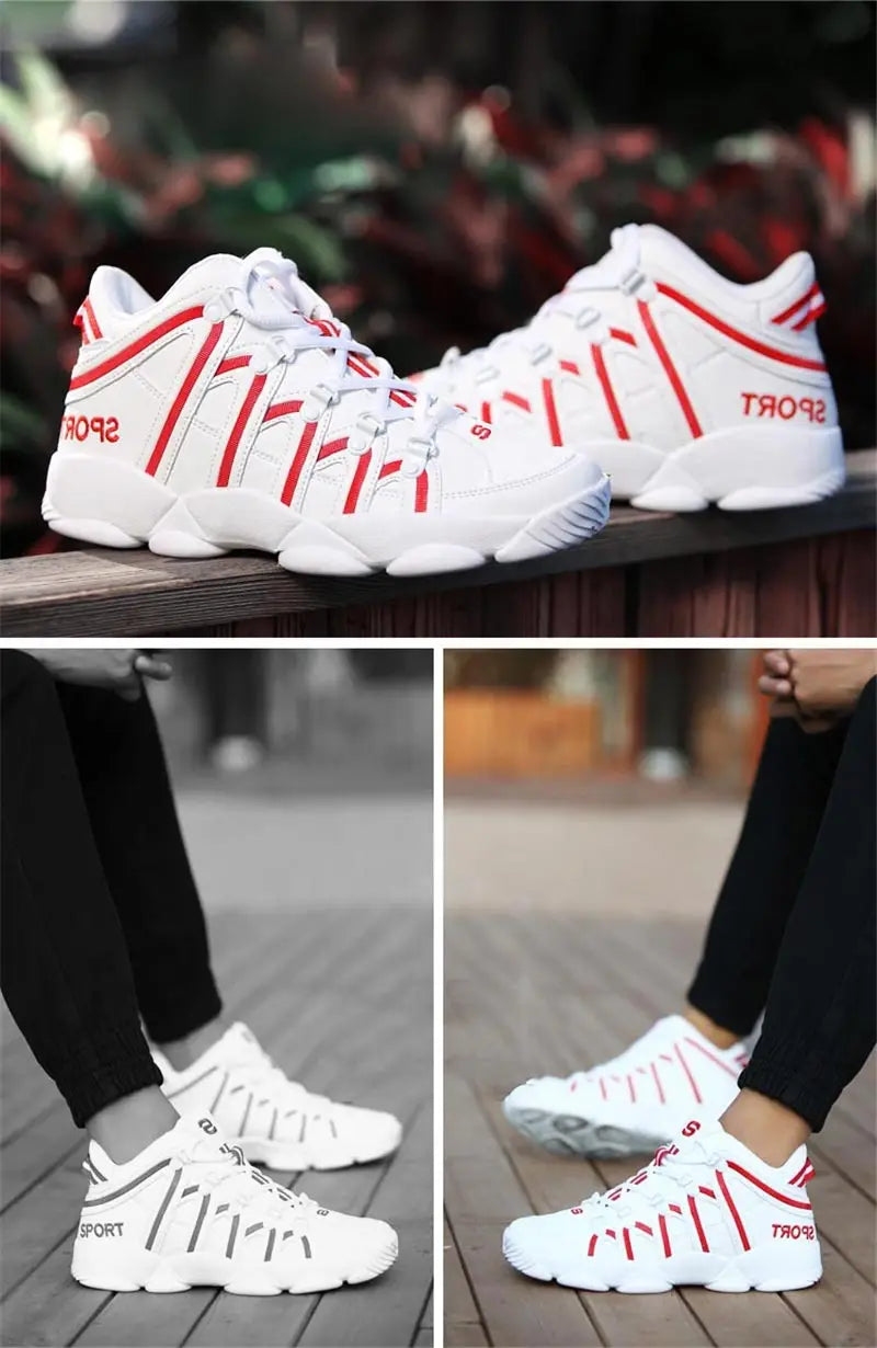 Large Size PU Leather Men's Running Shoes Men's White Sports Shoes Women Sport Shoes for Men Sneakers Red Basket Walk GME-0105