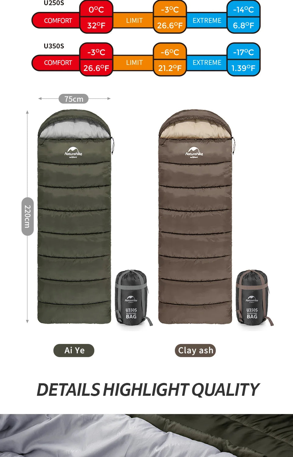 Naturehike Sleeping Bag Ultralight Cotton Winter Sleeping Bag Lightweight Waterproof Sleeping Bag Outdoor Camping Sleeping Bag