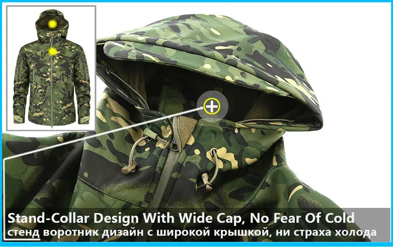 Hiking Jackets Men Camouflage Tactical Jacket Autumn Winter Shark Skin Soft Shell Waterproof Jacket Windbreaker