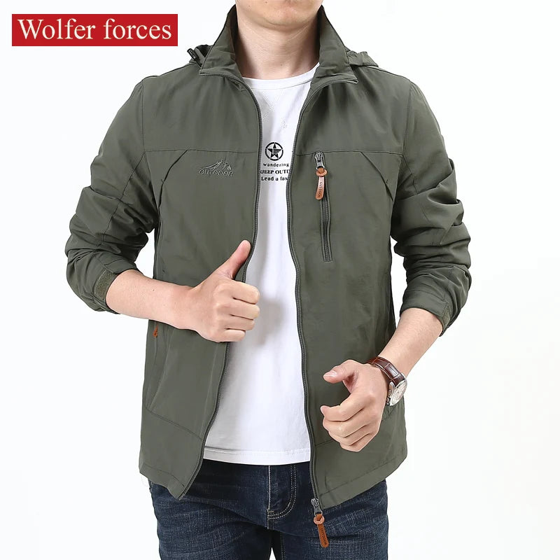 Spring Men's WaterprWindbreaker Casual Coat Man Bigsize Bomber Clothing Sports Tactical Outdoor Camping Mountaineering Jackets