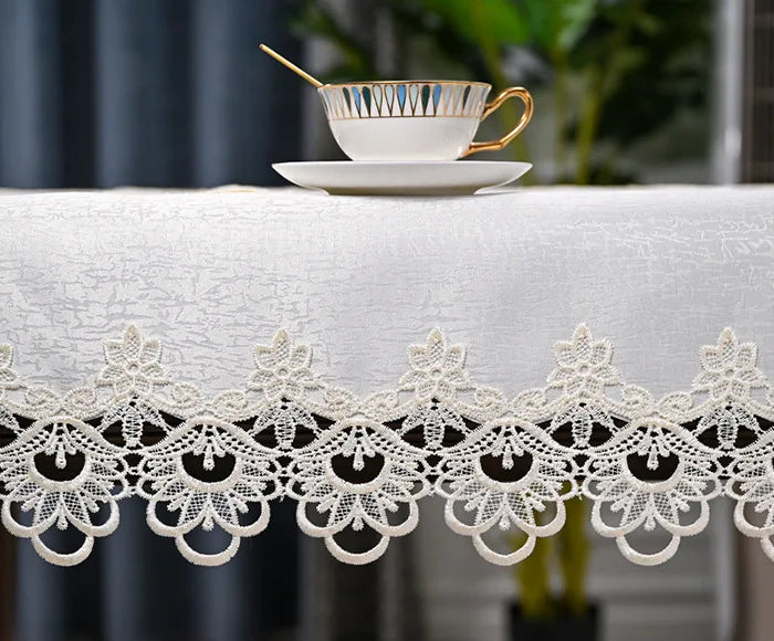 Oval Table Cloth White Embroidered Fold Tea Table Juppe Dining Table Cover Tablecloth Table Home Lace Art Dust Cover Chair Cover