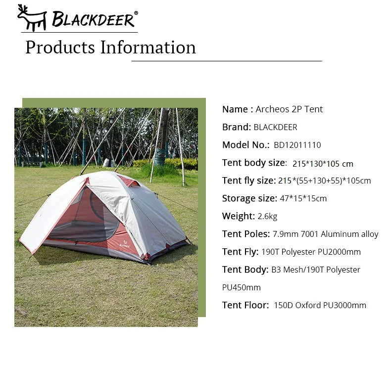 Blackdeer Archeos 2-3 People Backpacking Tent Outdoor Camping 4 Season Winter Skirt Tent Double Layer Waterproof Hiking Survival