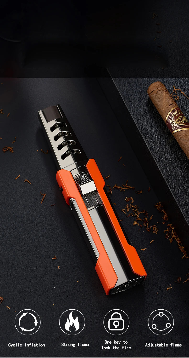 Kitchen BBQ Cigar Big Jet Flame Fire Torch Outdoor Powerful Flame  Camping Gun Lighter Mans Tools Without Butane Gas