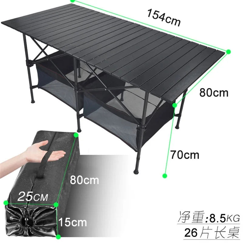 New Outdoor Folding Table Chair Camping Aluminium Alloy BBQ Picnic Table Waterproof Durable Folding Table Desk