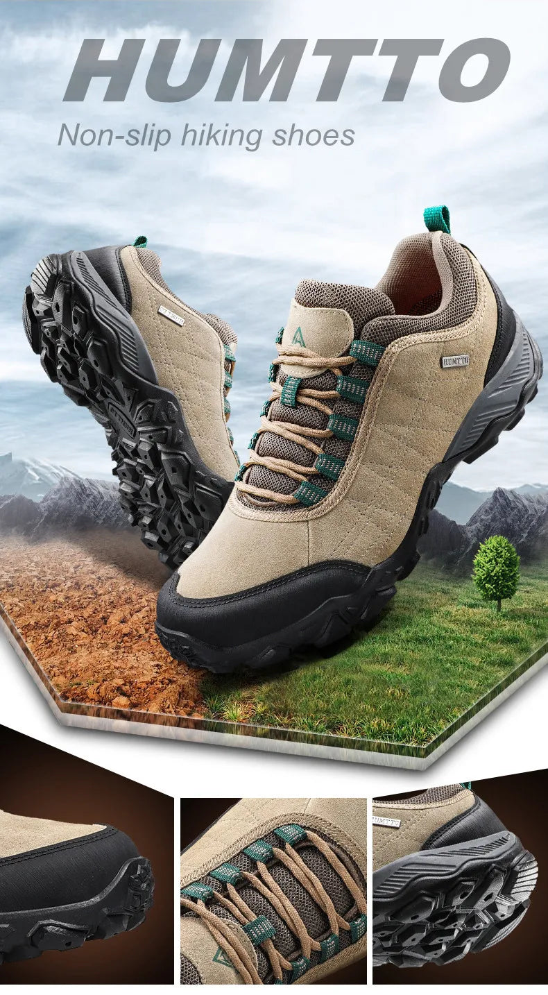 Humtto Outdoor Walking Sneakers for Men Leather Hiking Shoes Climbing Sport Women Men's Shoes Trekking Hunting Female Mens Shoes