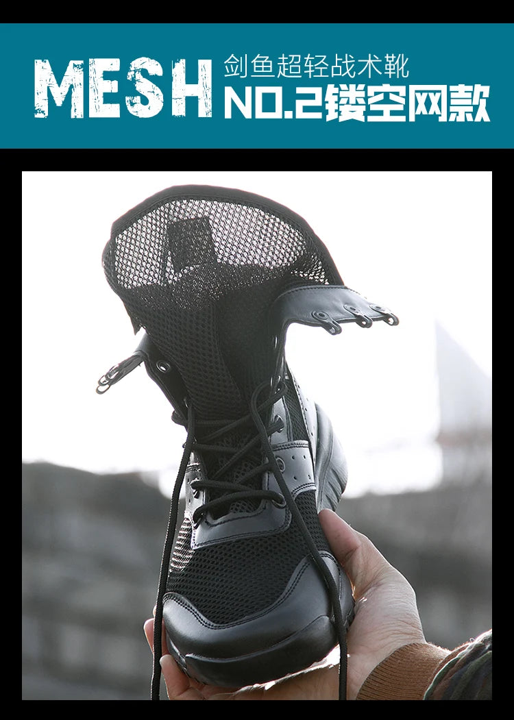 Summer Combat Boot Men Women Climbing Training Lightweight Waterproof Tactical Boots Outdoor Hiking Breathable Mesh Shoes