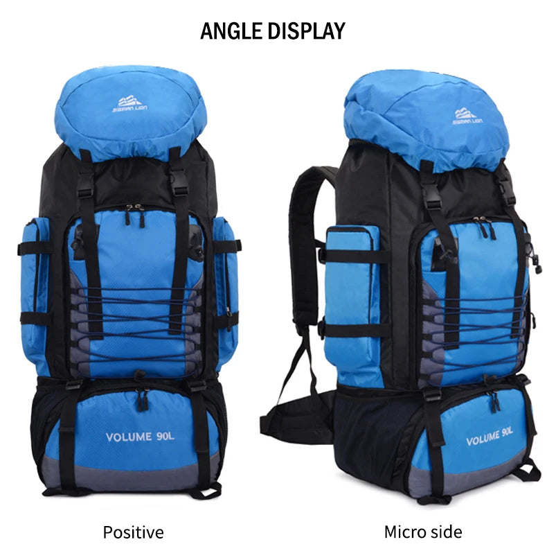 90L Travel Bag Camping Backpack Hiking Climbing Bags Mountaineering Large Capacity Sport Bag Outdoor Men Luggage Rucksack Molle