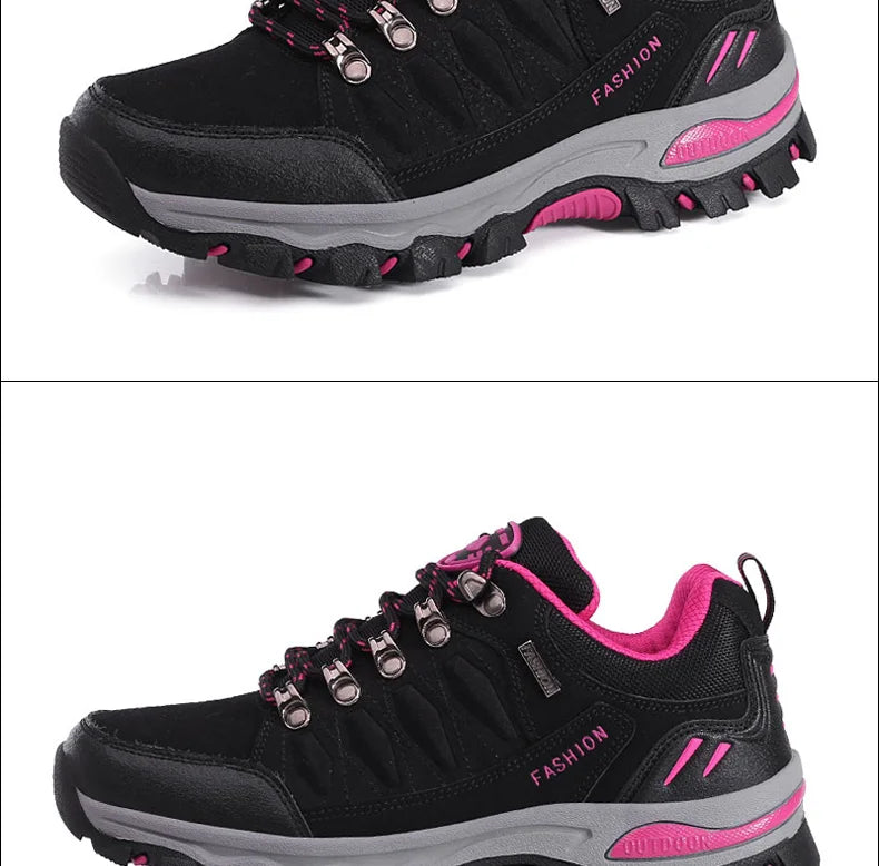 Autumn Spring Women Outdoor Leather Trekking Hiking Shoes Woman Mountain Sneakers Treking Walking Camping Trail Climbing