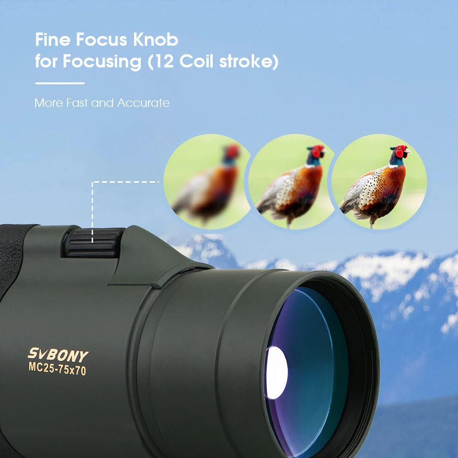 SVBONY Astronomical Telescope SV41 Spotting Scope 25-75x70 MAK powerful FMC BAK4 camping equipment for Birdwatching