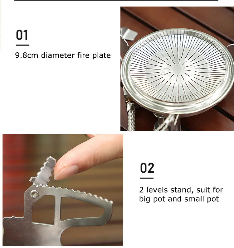 Bulin Outdoor Gas Stove Folding Cooking Furnace Camp Cookware Split Gas Furnace Stove for Camping Hiking Picnic with Pot