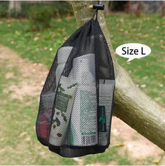 Boundless Voyage 5pcs Black Nylon Mesh Bag Gym Drawstring Net Bag Travel Stuff Sack for Cookware Outdoor Tools Storage Ditty Bag