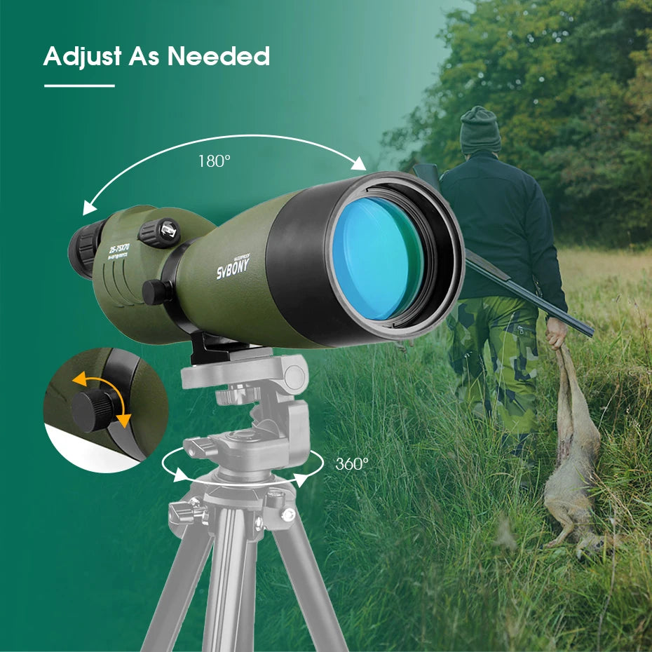 SVBONY SV17 25-75x70mm Spotting Scope Straight Waterproof Spotting Scope for Camping Hunting Bird Watching,Zoom Telescope Spygla