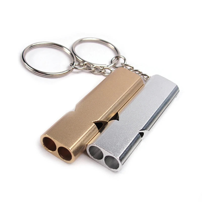 Dual-tube Survival Whistle Portable Aluminum Safety Whistle For Outdoor Hiking Camping Survival Emergency Keychain Multi Tool