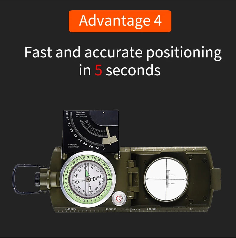 Mulitifunctional Outdoor Survival Military Compass Camping Waterproof Geological Compass Digital Navigation Equipment