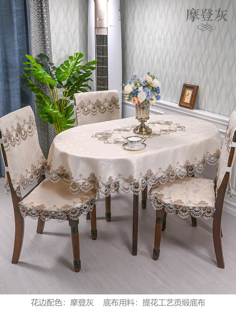 Oval Table Cloth White Embroidered Fold Tea Table Juppe Dining Table Cover Tablecloth Table Home Lace Art Dust Cover Chair Cover