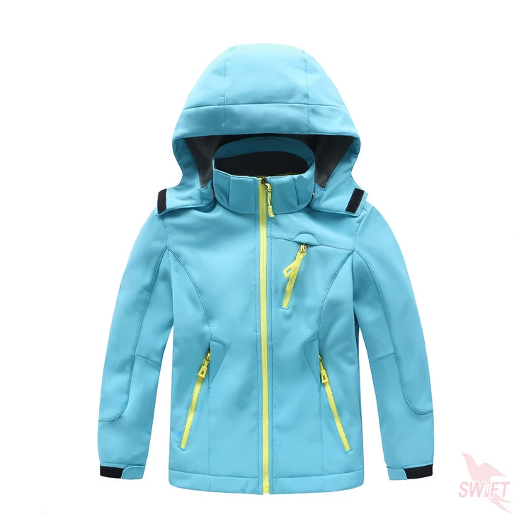 2 Pcs Outdoor Waterproof Kids Softshell Hiking Clothing Boys Girls Winter Fleece Jacket+Pants Skiing Camping Trekking Sport Suit