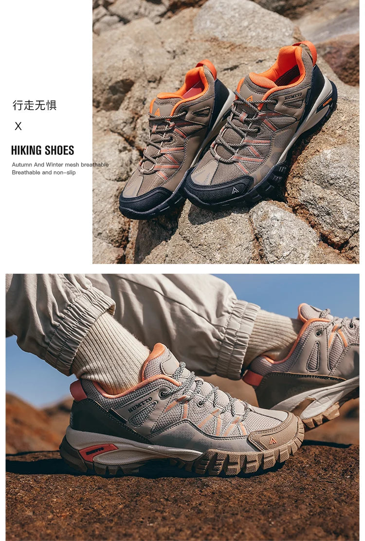 HUMTTO Trekking Tourism Sneakers Men Women Leather Hiking Shoes Mens Profession Breathable Athletic Outdoor Climbing Boots Man