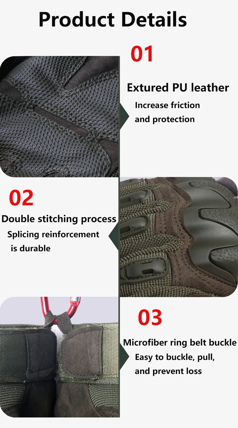 Outdoor Tactical Motorcycle Full Finger Gloves Men's Touch Screen Helmet Riding Mountaineering Fitness Protective Training Glove