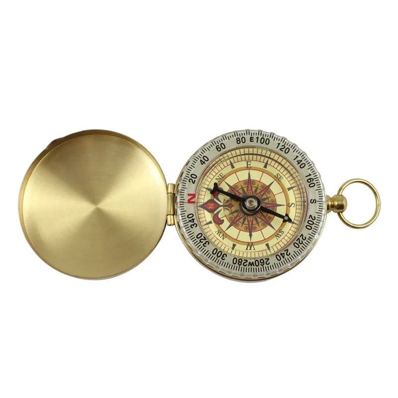 Compass for New Outdoor Camping Hiking Portable Pocket Brass Gold-Colored Copper Compass Navigation with Noctilucence Display