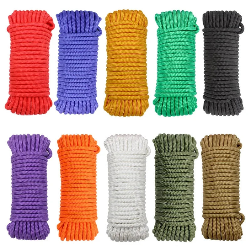 10M 8mm Braided Nylon Polypropylene Rope Strong PP Climbing Boat Yacht Sailing Pulley Clothes Line DIY Craft Decoration 10 Color