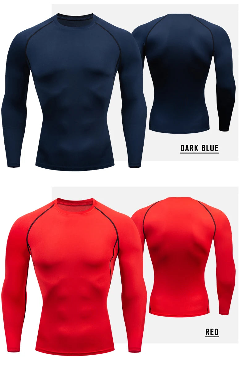 Plus Size Men Compression Sport T-Shirt Top Long Sleeve Gym Running Clothing Fitness Tight Sportswear Hiking Rashgard Sweatshirt