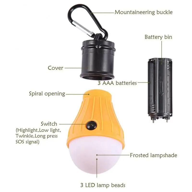 Camping Lantern Outdoor Light Battery Powered Lights Multicolor Waterproof Lighting Mini Portable LED Lamp Bulb Emergency Light